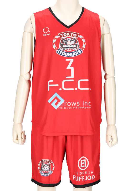 TOKYO LEDONIARS赤 2023 FP リバーシブル バスケユニフォーム完成画像
