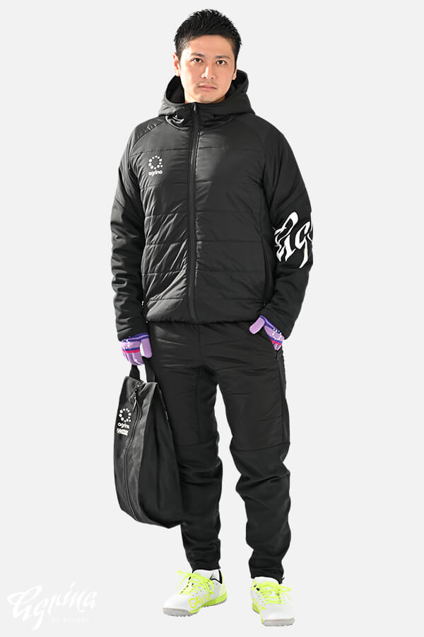 冬・防寒・暖かいスポーツウェア Premiumエヴィハイブリットボンディング中綿ウィンドブレーカーフーデッドジャケット Black