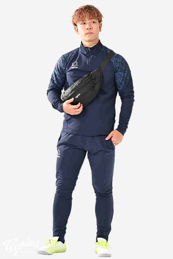 ルシアトライバルデザイン切替ハーフジップスタンドカラージャージトップ Navy