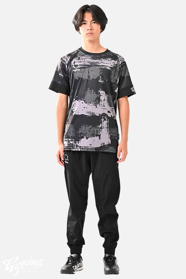 Premiumアクティブチェッククールアクションプラクティスシャツ Black x Gray