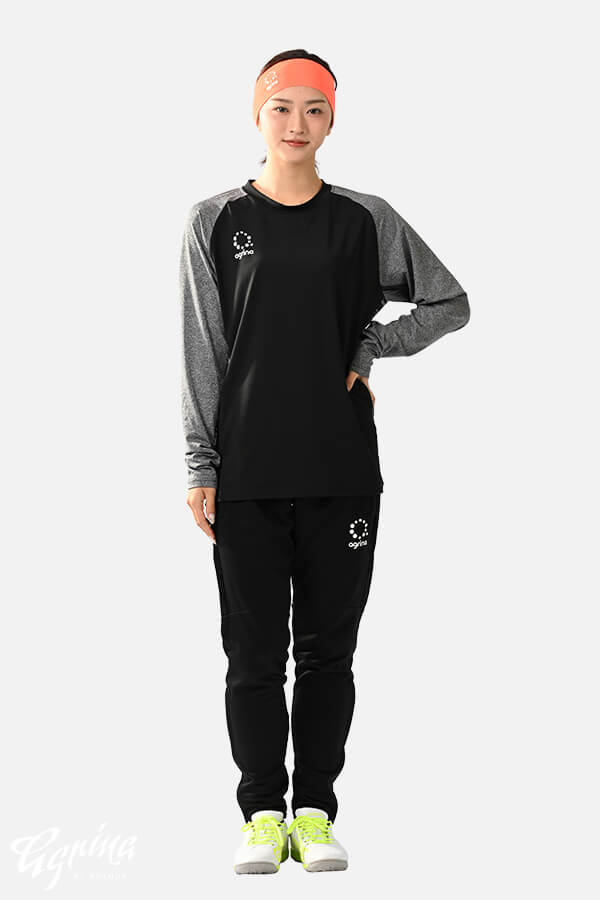 アクティブチェックロングスリーブプラクティスシャツ Black x Gray