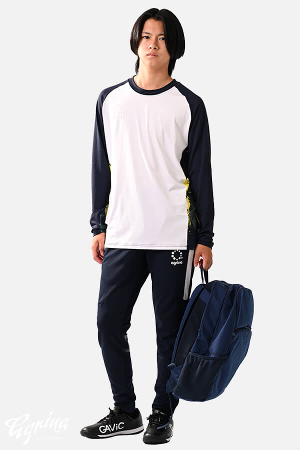アクティブチェックロングスリーブプラクティスシャツ White x Navy