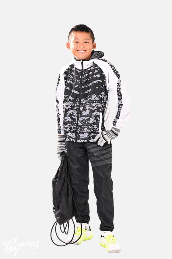 冬・防寒・暖かいスポーツウェア ジュニアデジカモフルジップライトウエイト裏メッシュピステジャケット White×Black