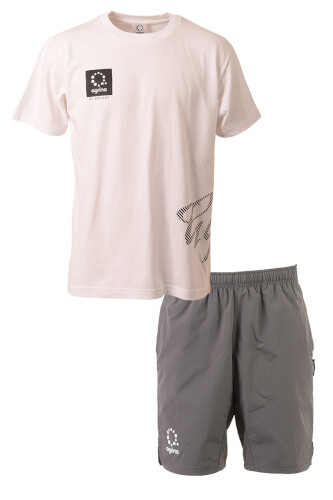 ピンパンティコットンTシャツ上下セット White + Gray
