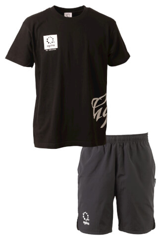 ピンパンティコットンTシャツ上下セット Black