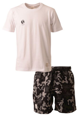 CRACKベリエコットンTシャツ上下セット White + Black