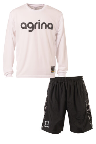 agrina グランデロングスリーブプラクティスシャツバスケパンツ上下セット White + Black