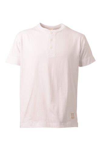 CRACKルアヘンリーネックTシャツ White