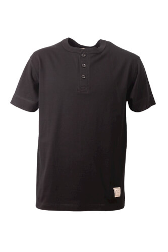 CRACKルアヘンリーネックTシャツ Black