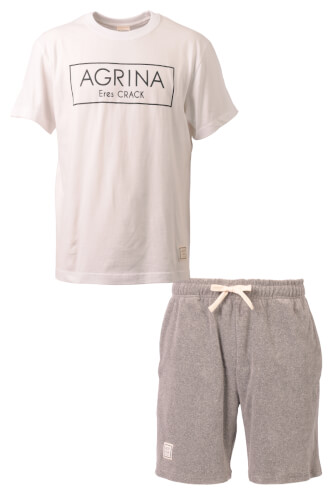 CRACKベルティカコットンTシャツ上下セット White + M.Gray