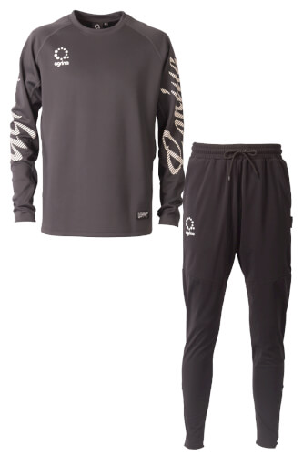 リオンスムースサーモロングプラシャツトレーニングパンツ上下セット D.Gray + Black