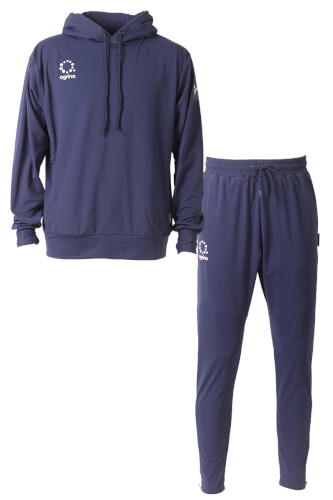 テルマ裏起毛スムースアクティブプルオーバーパーカー上下セット Navy