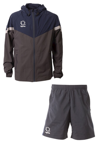Premiumアリオフーデッドピステジャケット上下セット Navy × D.Gray + Navy