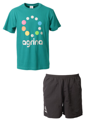 デセオagrinaコットンTシャツ上下セット A.Green + Black