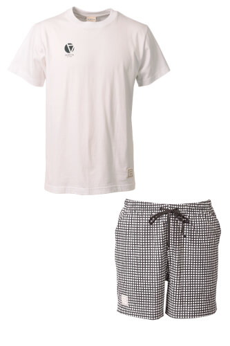 アスペロCRACKコットンTシャツ上下セット White + White × Black