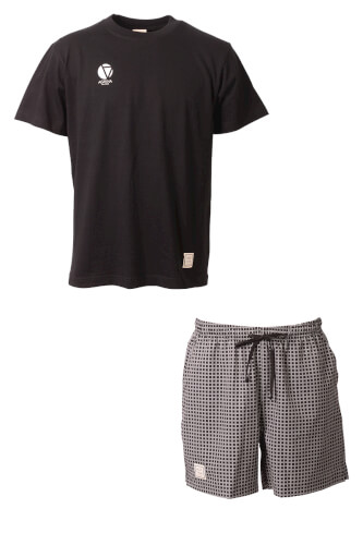 アスペロCRACKコットンTシャツ上下セット Black + Black × Gray