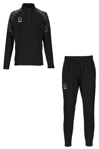 ルシアトライバルデザイン切替ハーフジップスタンドカラージャージトップ上下セット Black