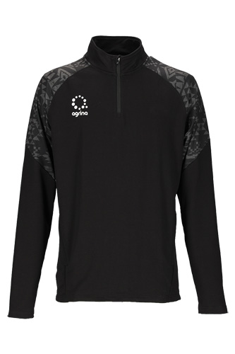 ルシアトライバルデザイン切替ハーフジップスタンドカラージャージトップ Black