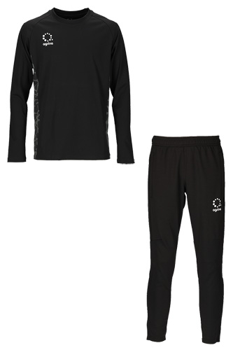 ピエルパターン切替ロングスリーブプラクティスシャツ上下セット Black
