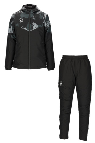 Premiumサーモシールド中綿ウィンドブレーカージャケット上下セット Black x Gray