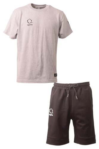 ジュニアルナ―レスコットンTシャツ上下セット Ash + Black